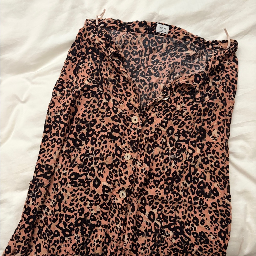 Aritzia cropped maxi Leopard Print Button-Up Skirt